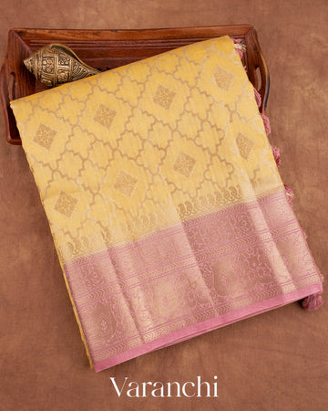 Pastel Yellow Pure Chanderi Silk Cotton Saree