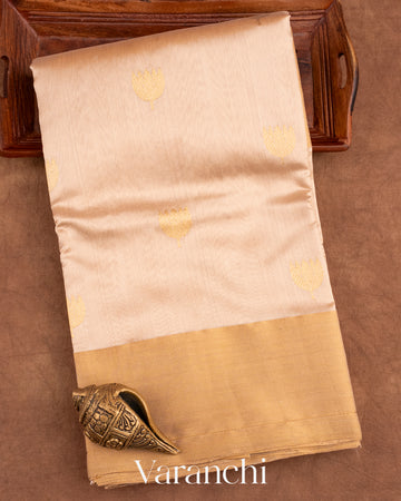 Ivory Pure Chanderi Pattu Silk Handloom Saree