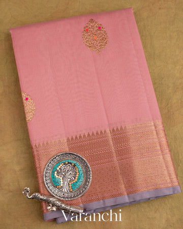 Dusty Pink Pure Chanderi Silk Cotton Handloom Saree