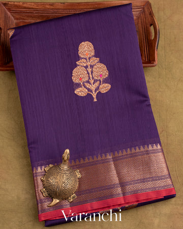 Violet Pure Chanderi Silk Cotton Handloom Saree
