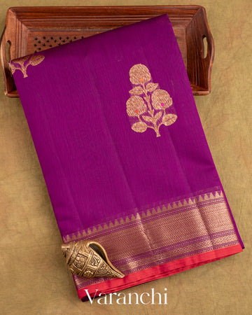 Bright Purple Pure Chanderi Silk Cotton Handloom Saree
