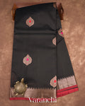 Jet Black Pure Chanderi Silk Cotton Handloom Saree