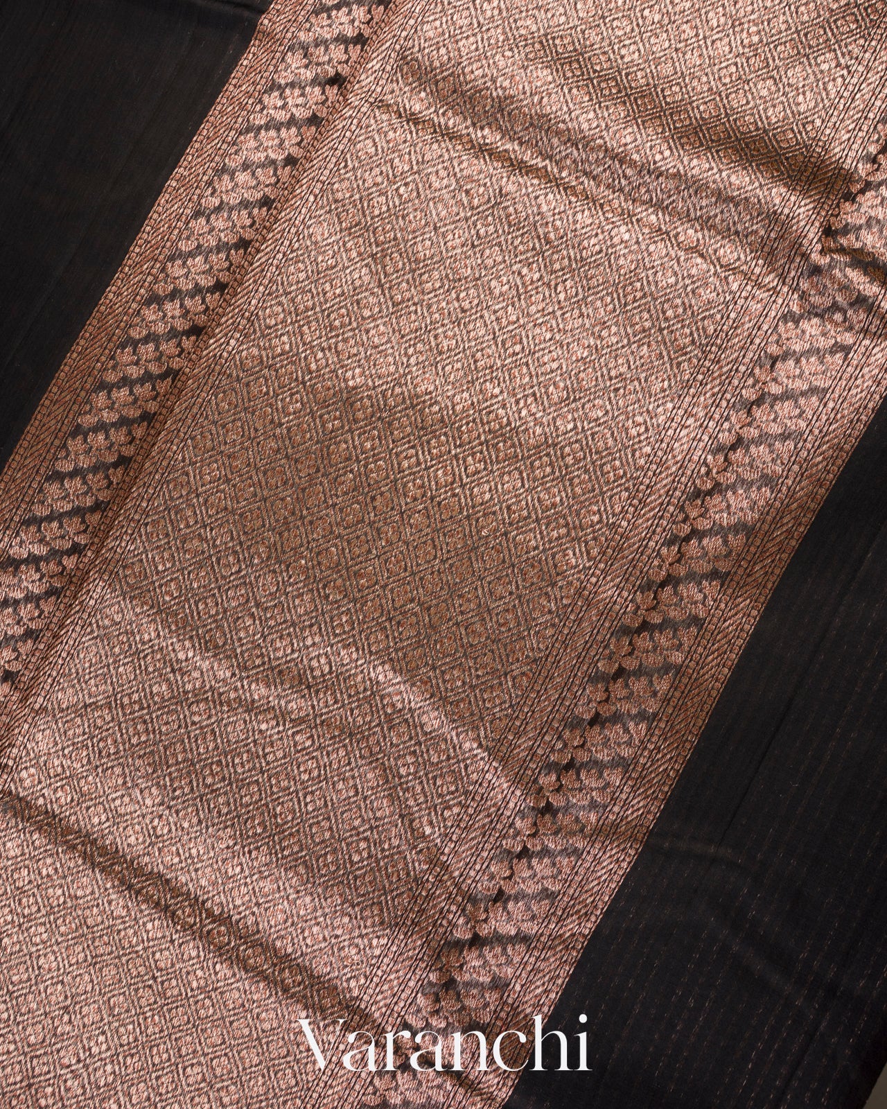 Jet Black Pure Chanderi Silk Cotton Handloom Saree