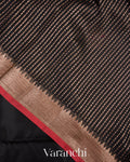 Jet Black Pure Chanderi Silk Cotton Handloom Saree