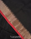 Jet Black Pure Chanderi Silk Cotton Handloom Saree