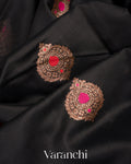 Jet Black Pure Chanderi Silk Cotton Handloom Saree