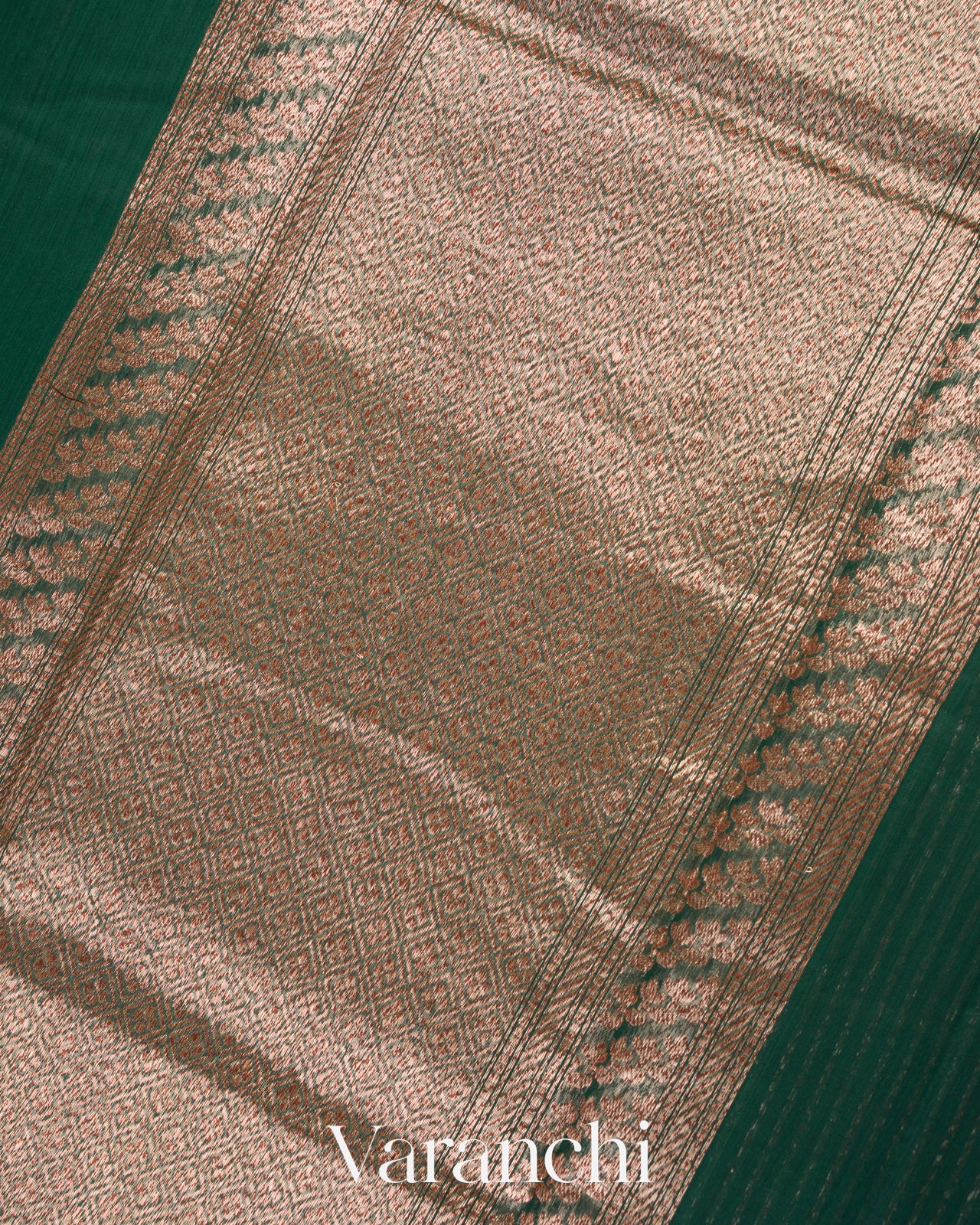 Bottle Green Pure Chanderi Silk Cotton Handloom Saree