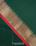 Bottle Green Pure Chanderi Silk Cotton Handloom Saree
