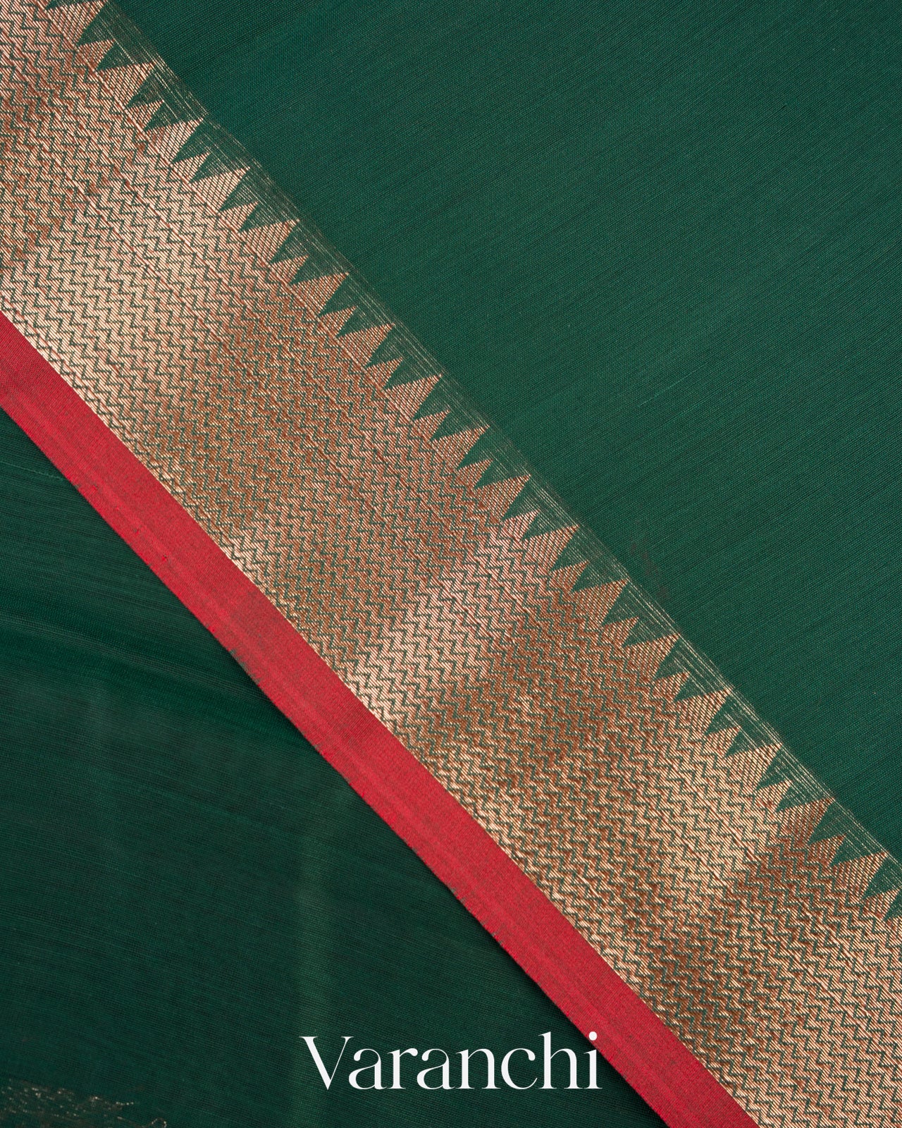 Bottle Green Pure Chanderi Silk Cotton Handloom Saree