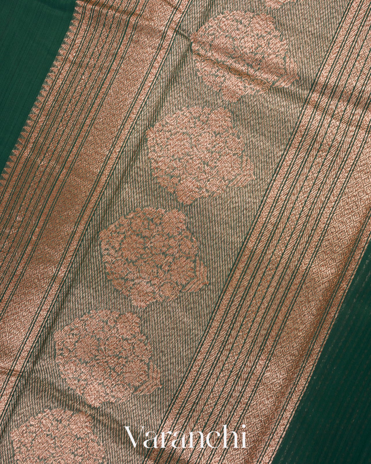 Bottle Green Pure Chanderi Silk Cotton Handloom Saree
