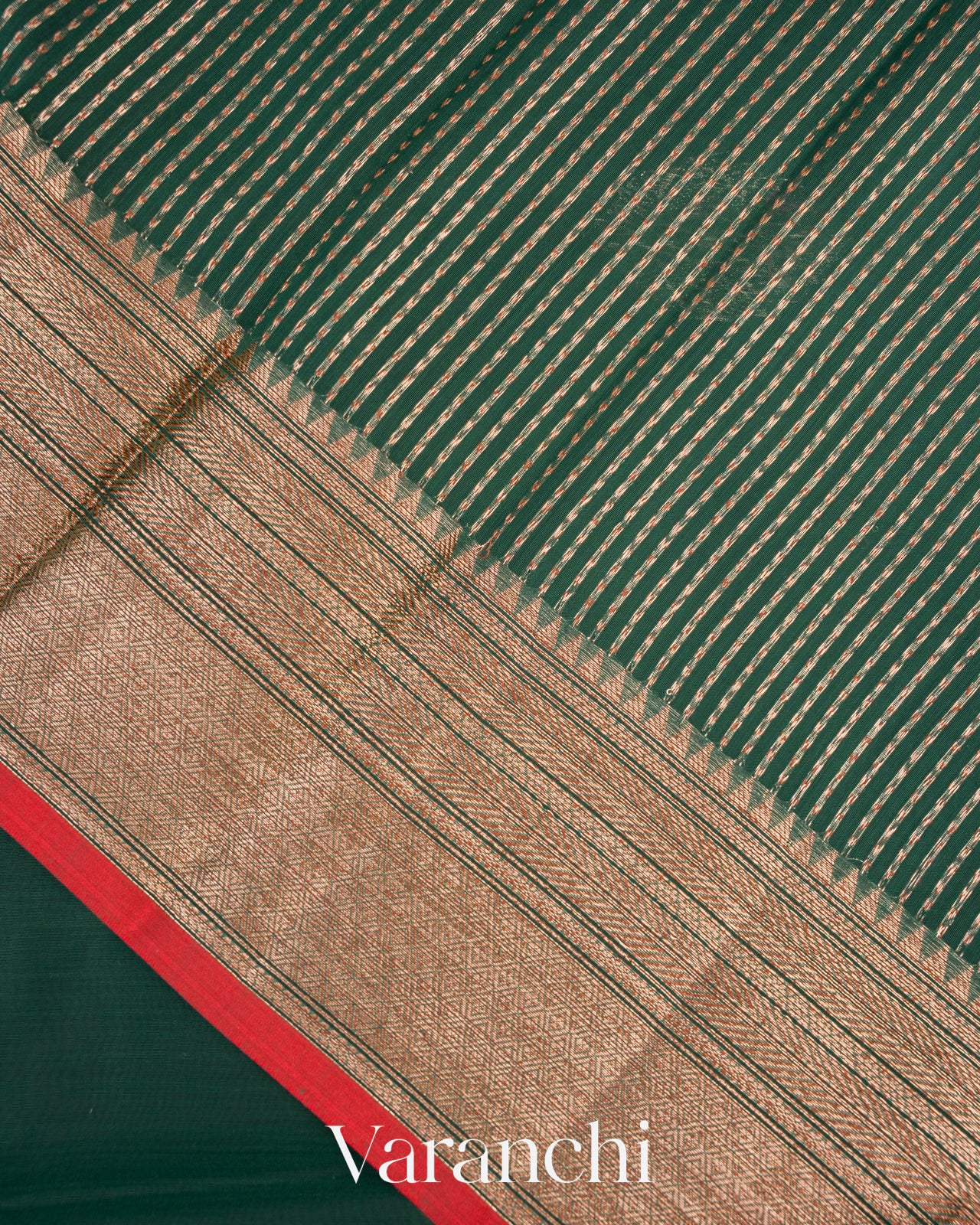 Bottle Green Pure Chanderi Silk Cotton Handloom Saree