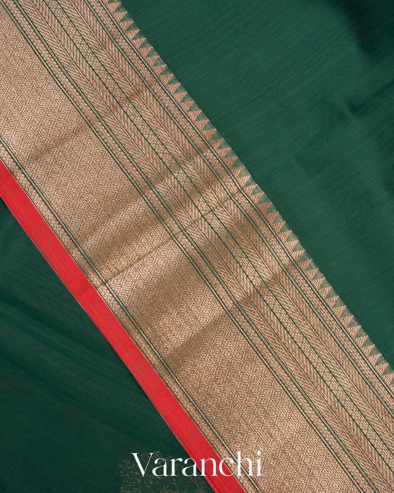 Bottle Green Pure Chanderi Silk Cotton Handloom Saree