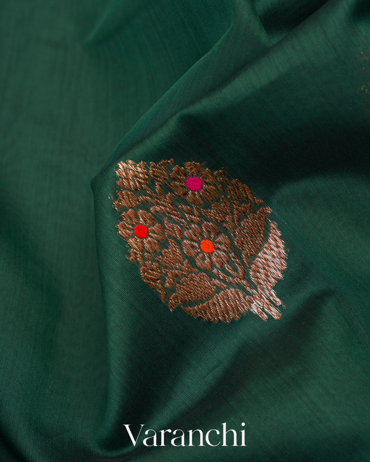 Bottle Green Pure Chanderi Silk Cotton Handloom Saree