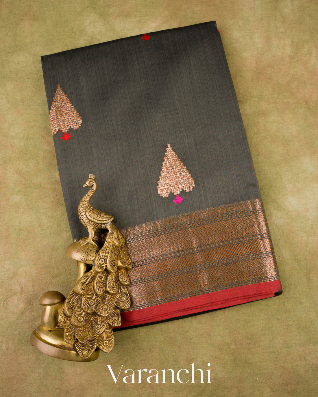 Elephant Grey Chanderi Silk Cotton Handloom Saree