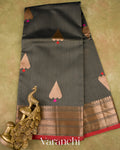 Elephant Grey Chanderi Silk Cotton Handloom Saree