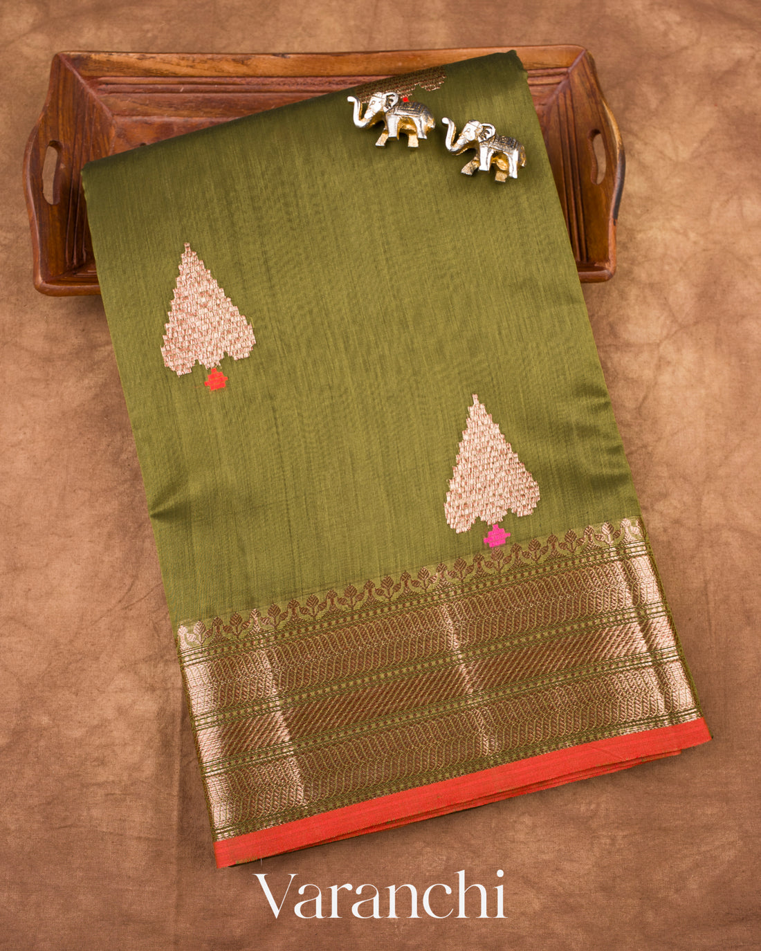 Dark Mehendi Pure Chanderi Silk Cotton Handloom Saree