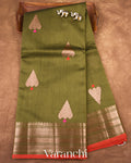 Dark Mehendi Pure Chanderi Silk Cotton Handloom Saree
