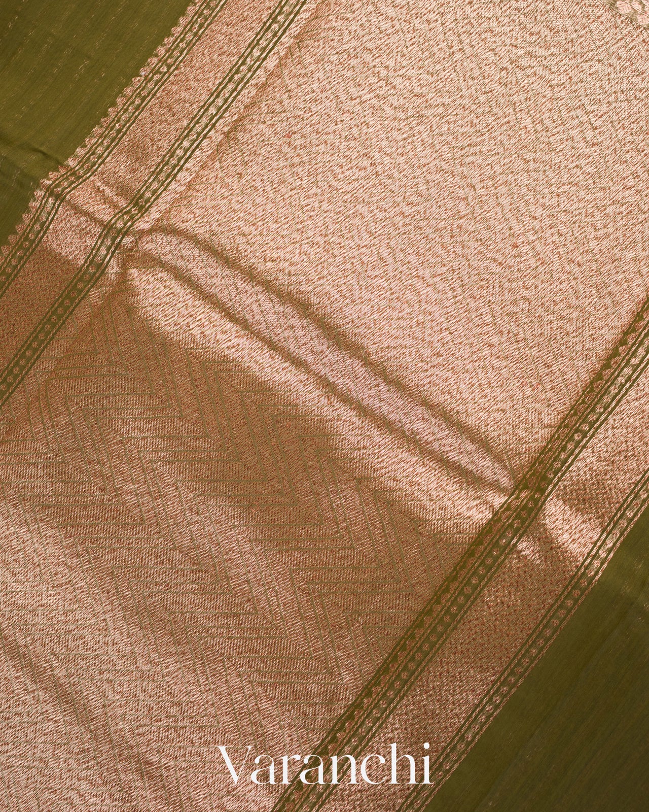 Dark Mehendi Pure Chanderi Silk Cotton Handloom Saree