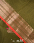 Dark Mehendi Pure Chanderi Silk Cotton Handloom Saree