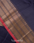 Navy Blue Pure Chanderi Silk Cotton Handloom Saree