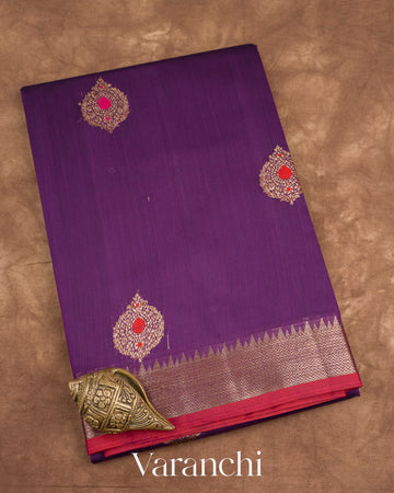 Deep Purple Pure Chanderi Silk Cotton Handloom Saree