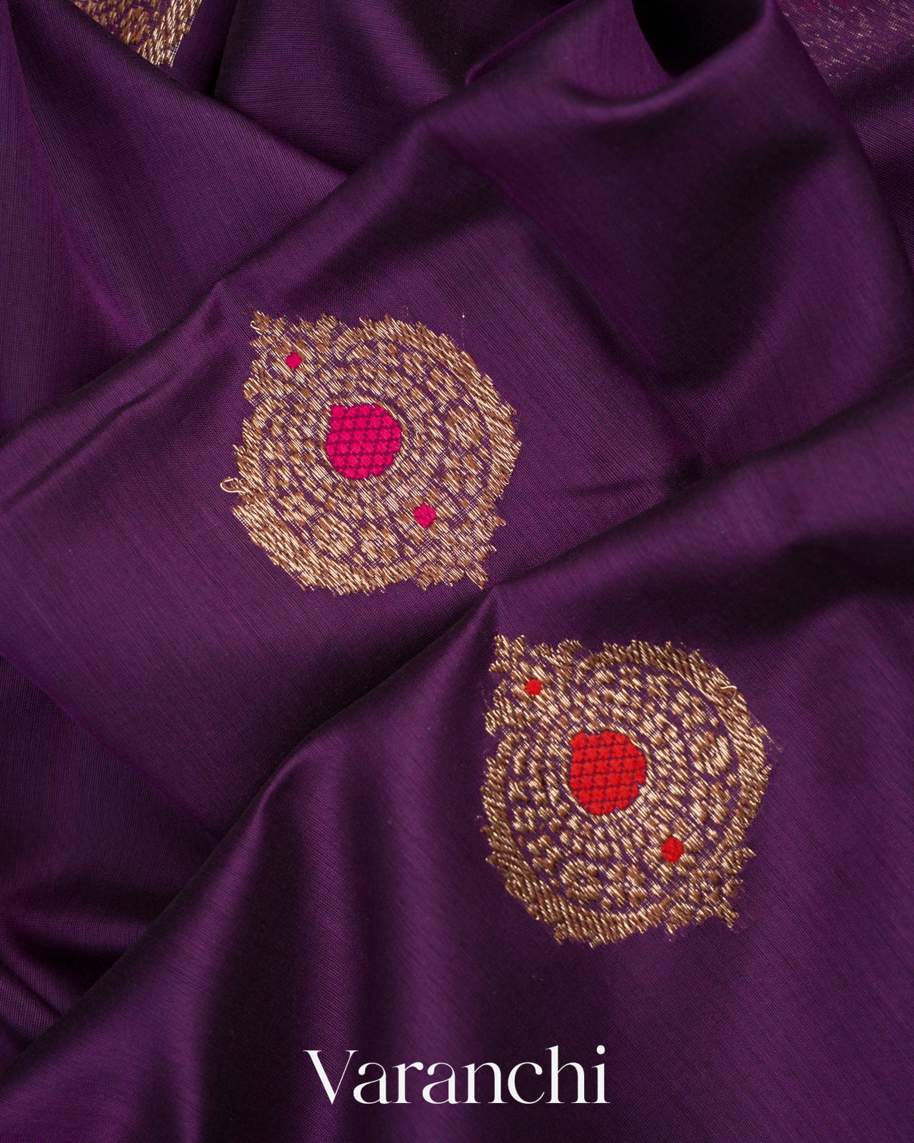 Deep Purple Pure Chanderi Silk Cotton Handloom Saree