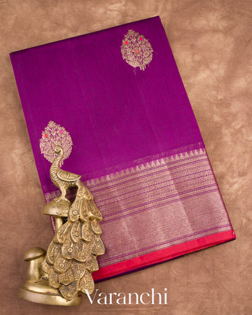 Deep Magenta Pure Chanderi Silk Cotton Handloom Saree