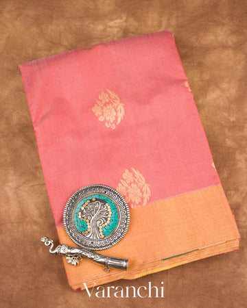 Blush Pink Pure Chanderi Silk Cotton Handloom Saree