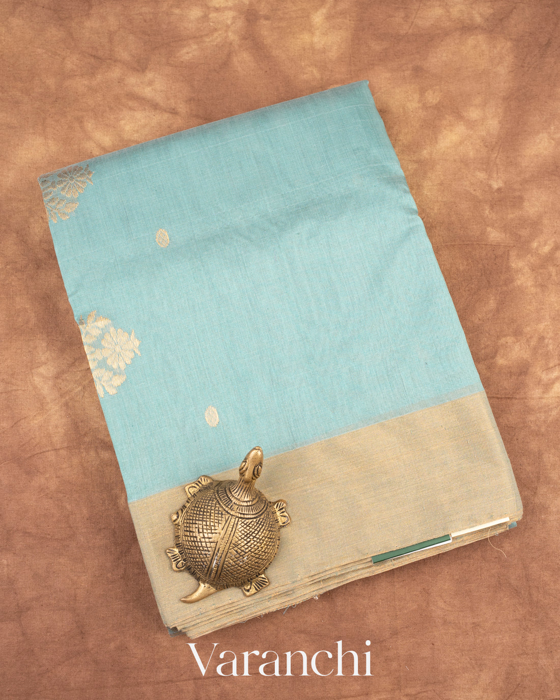Powder Blue Pure Chanderi Silk Cotton Handloom Saree