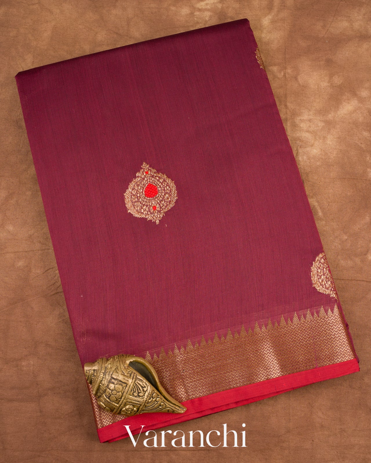 Maroon Pure Chanderi Silk Cotton Handloom Saree