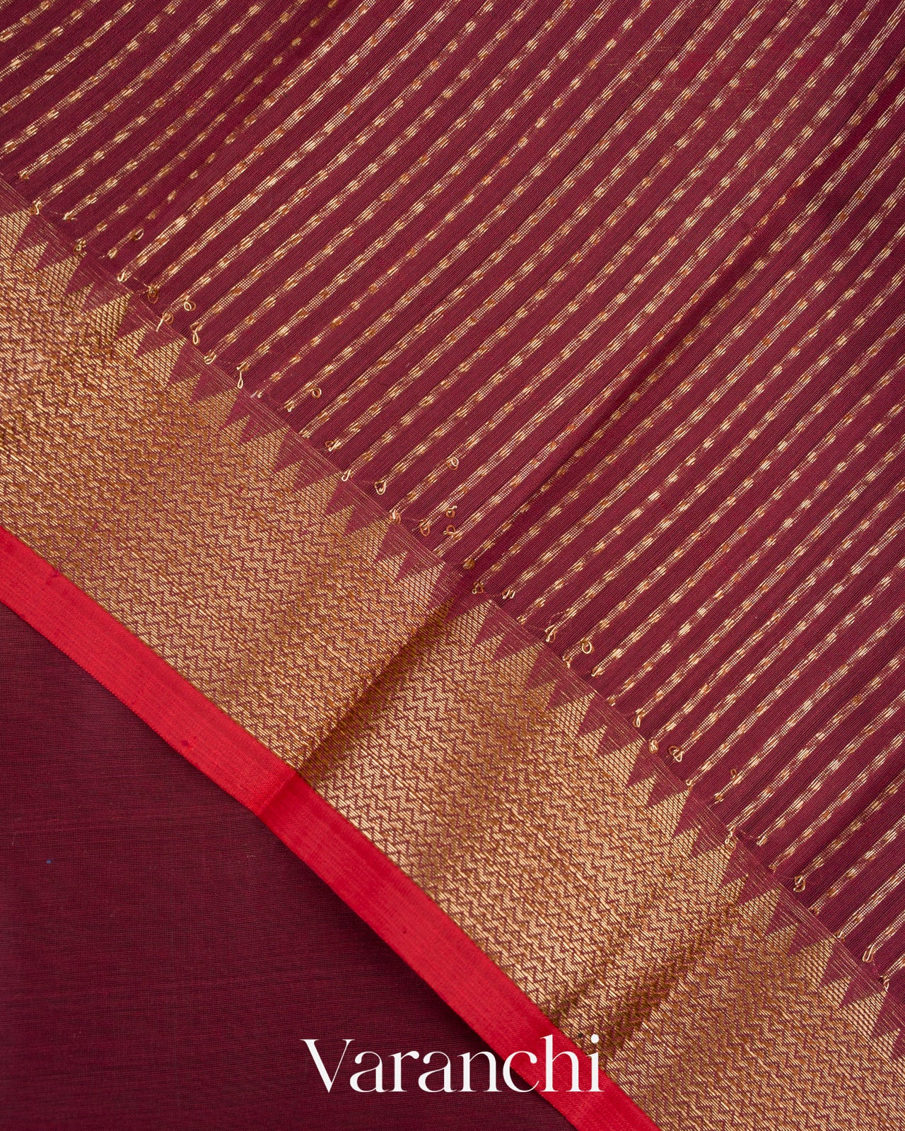 Maroon Pure Chanderi Silk Cotton Handloom Saree
