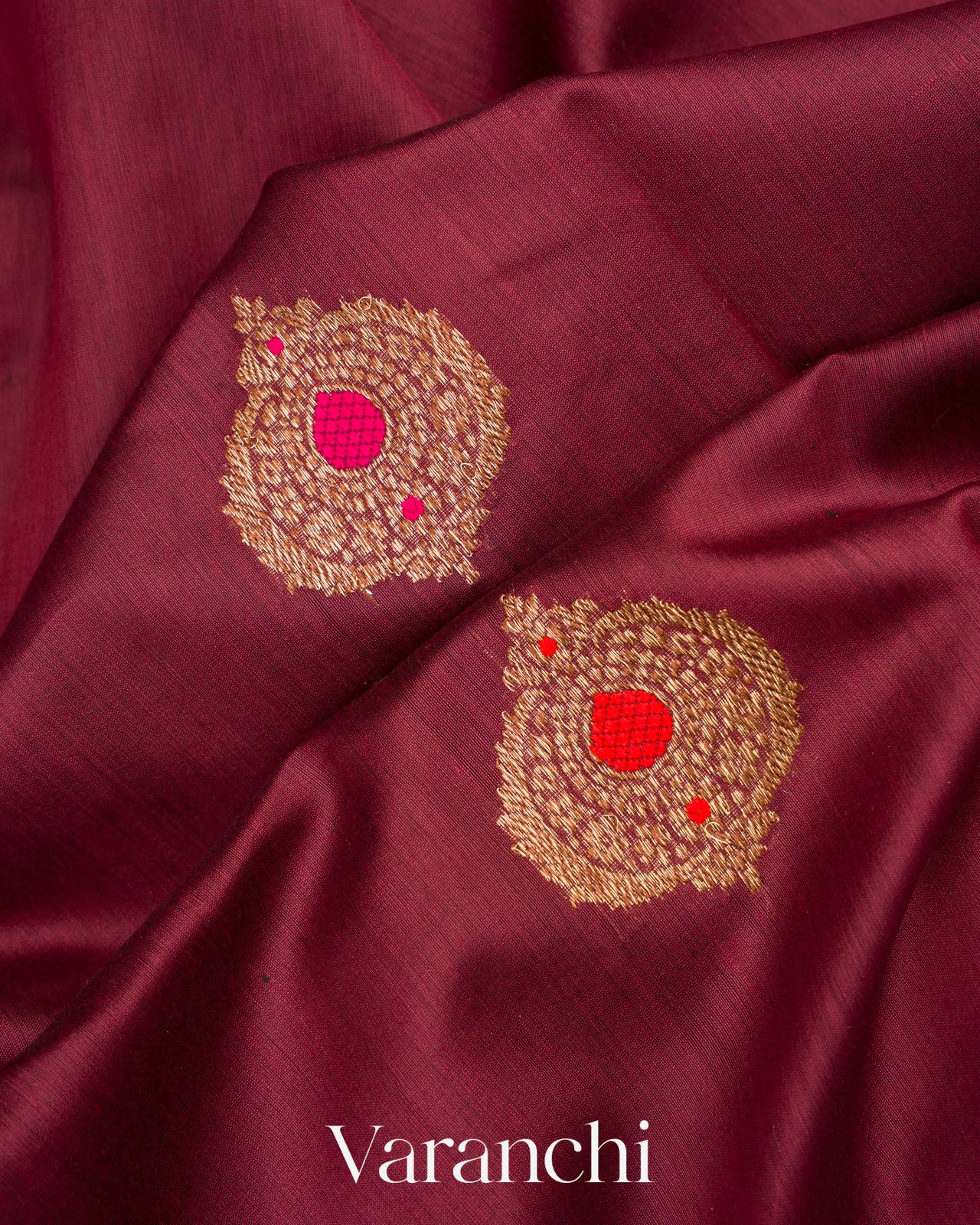 Maroon Pure Chanderi Silk Cotton Handloom Saree