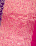 Purple Floral Brocade Pure Chiniya Silk Saree