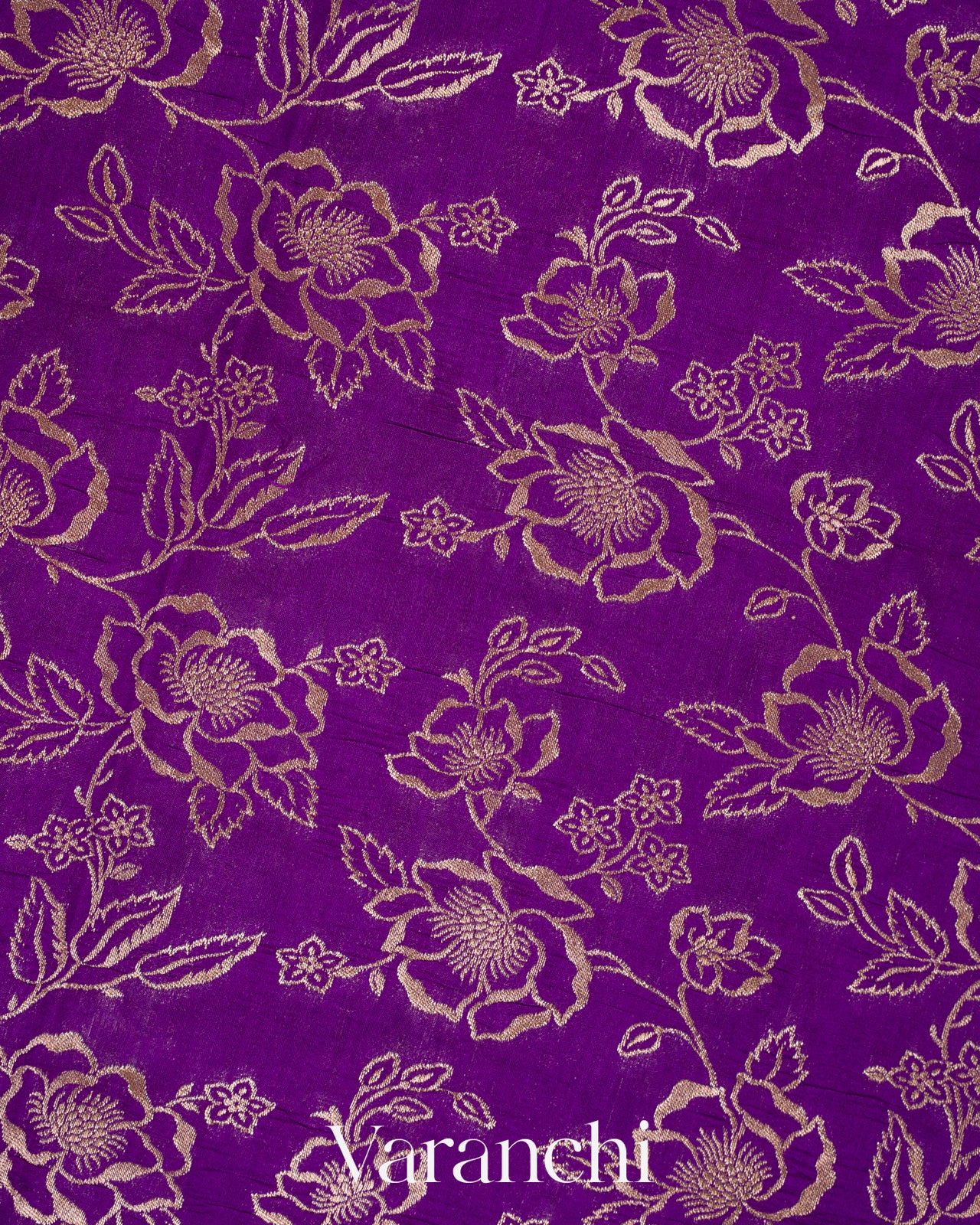 Purple Floral Brocade Pure Chiniya Silk Saree