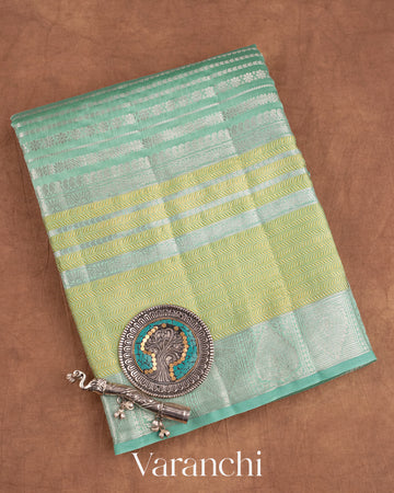 Light Aqua Green Pure Chiniya Silk Saree
