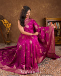 Magenta Pink Pure Chiniya Silk Handloom Saree