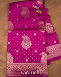 Magenta Pink Pure Chiniya Silk Handloom Saree