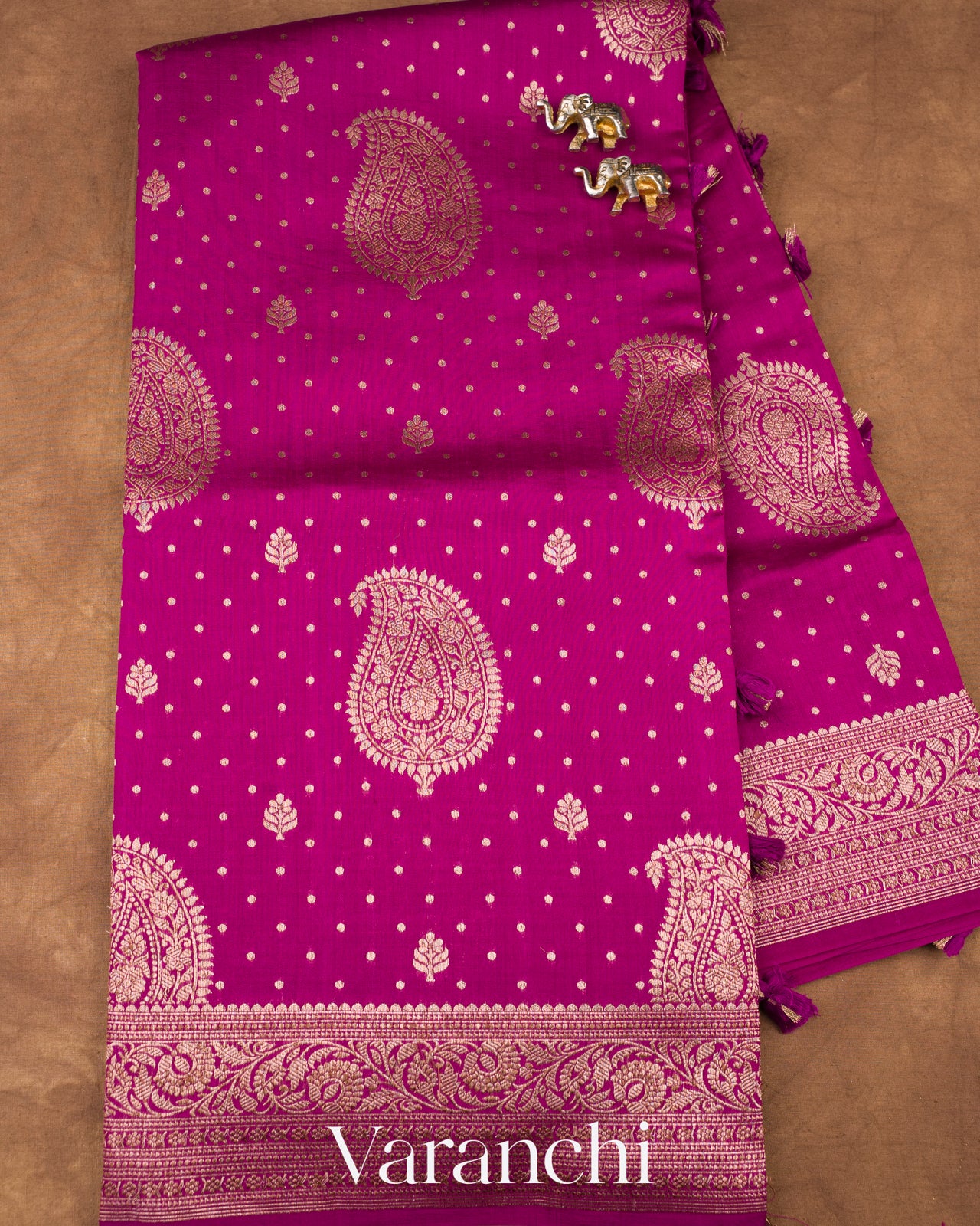 Magenta Pink Pure Chiniya Silk Handloom Saree