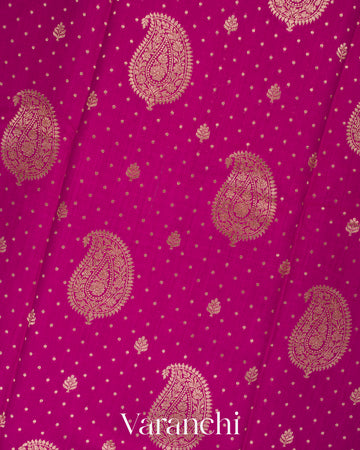 Magenta Pink Pure Chiniya Silk Handloom Saree