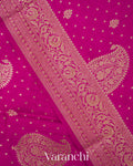 Magenta Pink Pure Chiniya Silk Handloom Saree