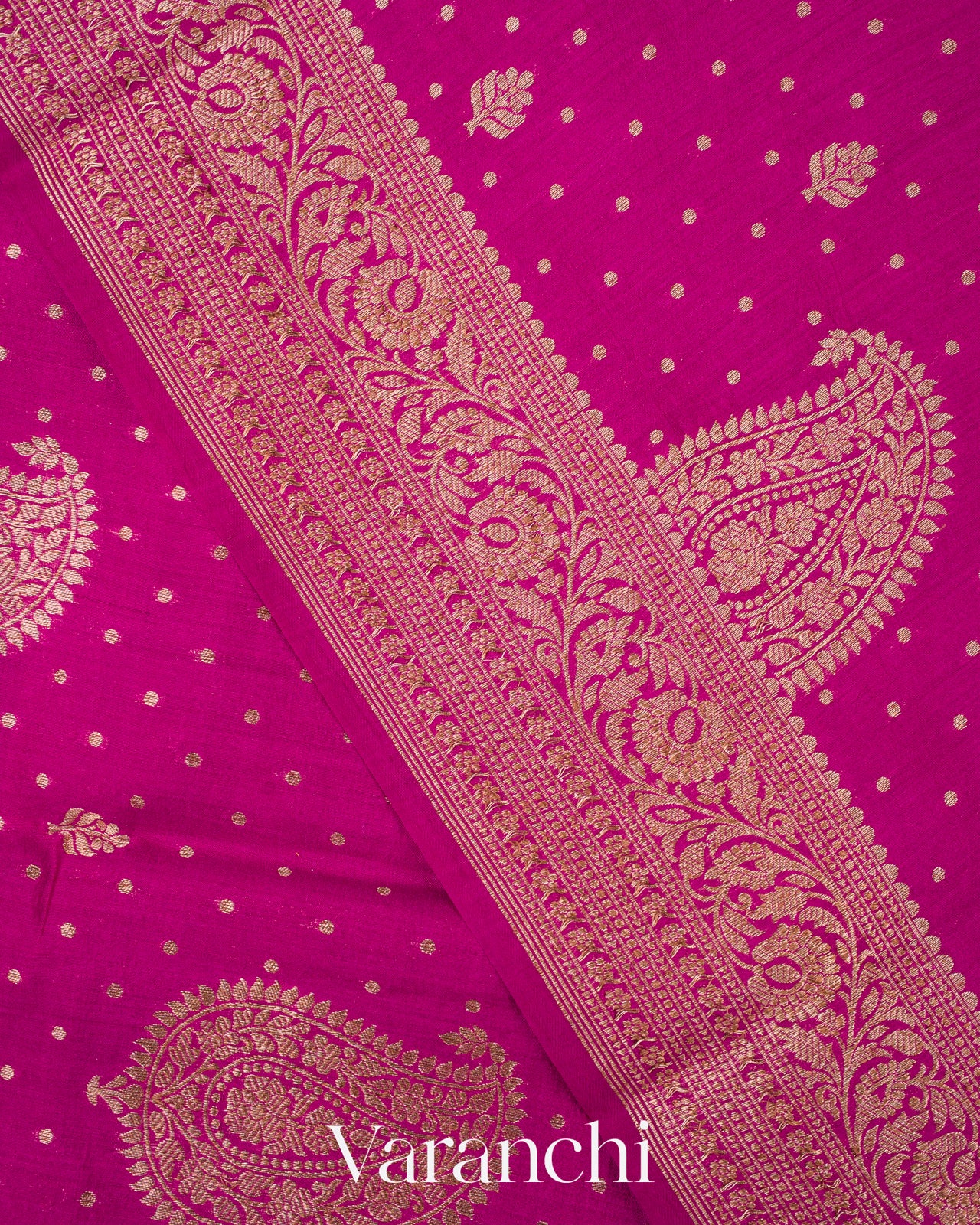 Magenta Pink Pure Chiniya Silk Handloom Saree