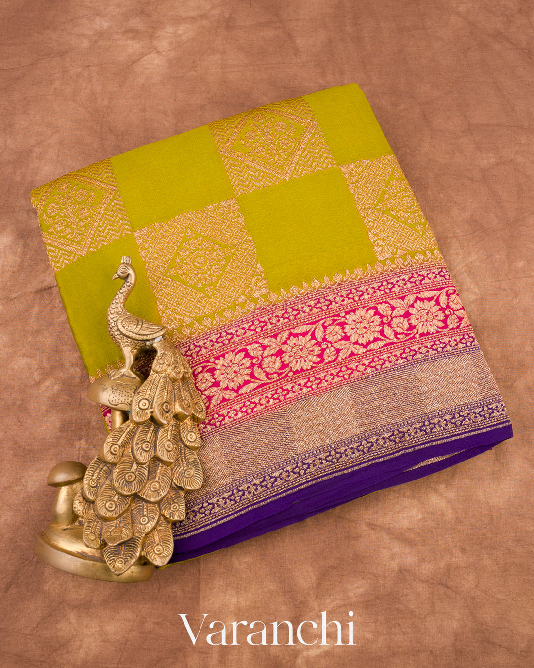Mehendi Green Pure Crepe Silk Handloom Saree