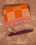 Burnt Orange Pure Crepe Silk Handloom Saree