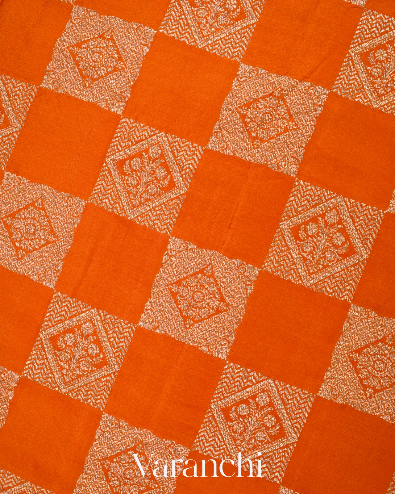 Burnt Orange Pure Crepe Silk Handloom Saree