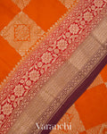 Burnt Orange Pure Crepe Silk Handloom Saree