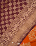 Burnt Orange Pure Crepe Silk Handloom Saree