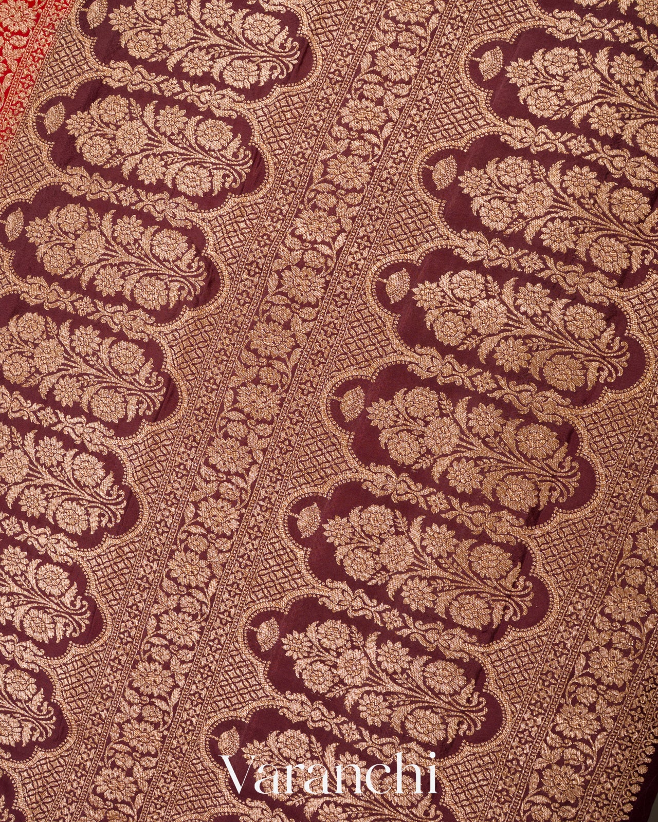 Burnt Orange Pure Crepe Silk Handloom Saree