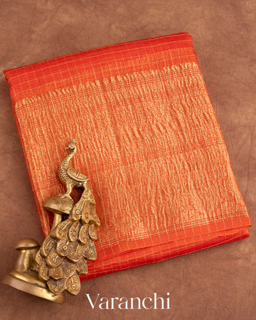 Orange Pure Crush Kora Silk Saree
