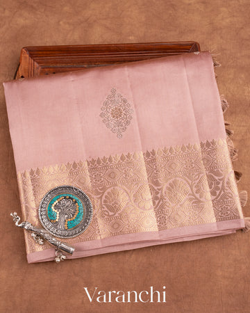 Dusty Pink Pure Dupion Silk Saree