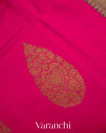 Rani Pink Pure Dupion Silk Handloom Saree